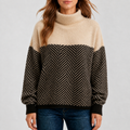Isadora | Women's Chevron Knit Roll Neck Jumper